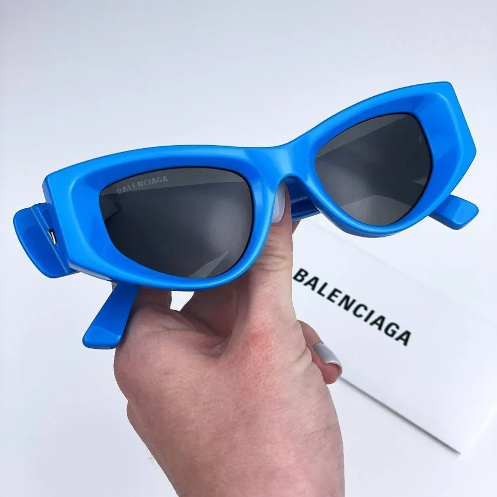 Balenciaga BB0243S 004 Sunglasses Blue Grey Cat Eye Unisex